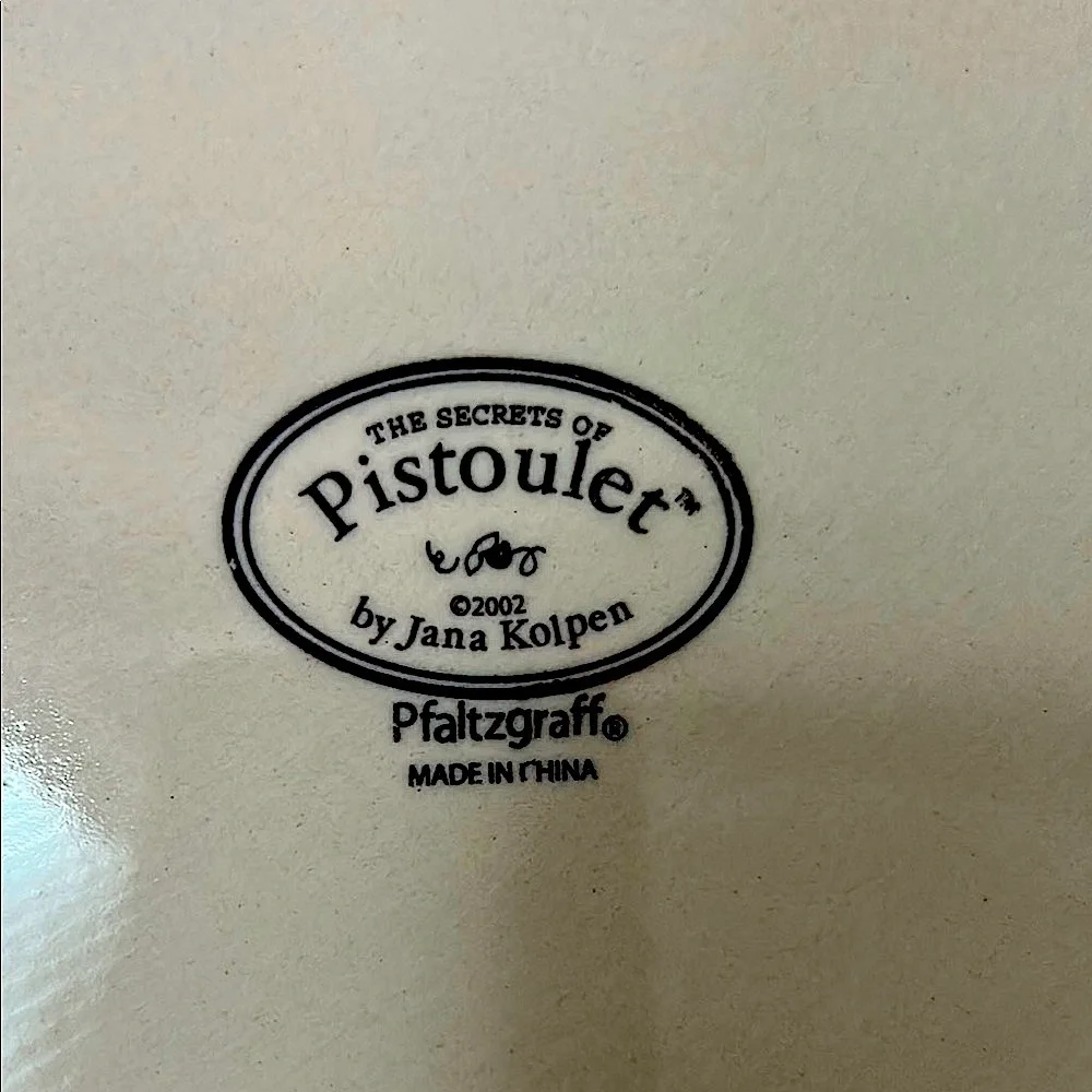 VTG Pair of Pfaltzgraff Pistoulet 12” Chop Plates – Blue & Green by Jana Kolpen - Picture 6 of 8